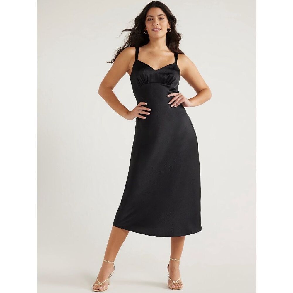 ✨Sofia Jeans Women’s Black Slip Sz Large Dress Midi✨